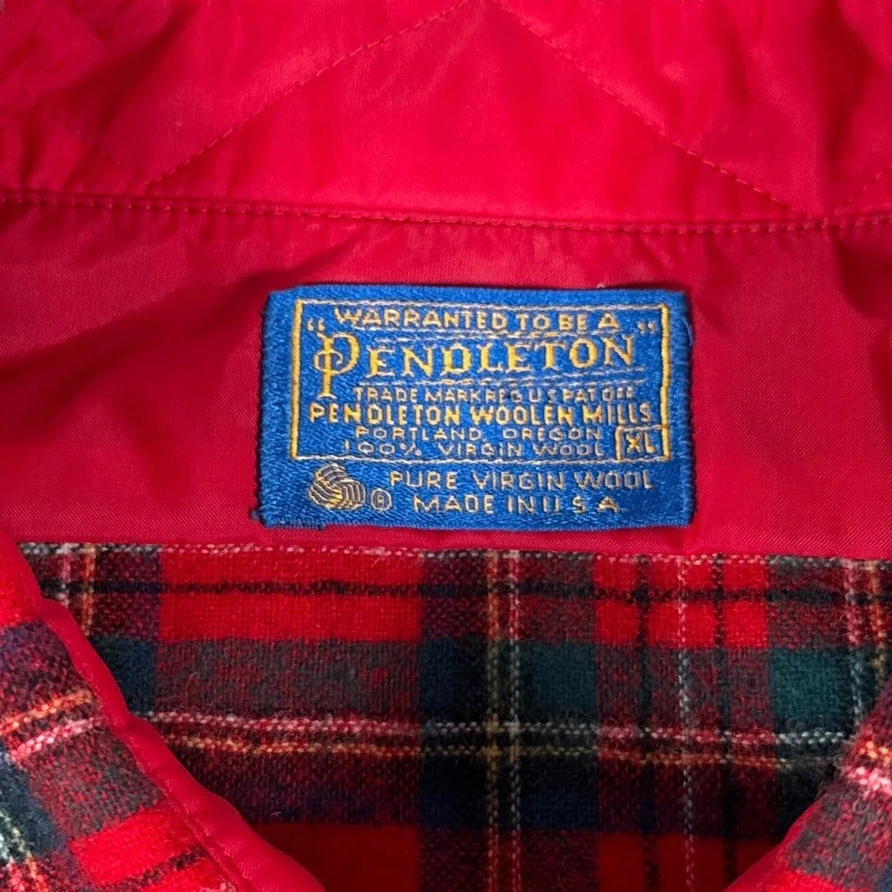 Pendleton Shirt Mens XL Red Royal Stewart Tartan Plaid Wool Flannel USA Vintage